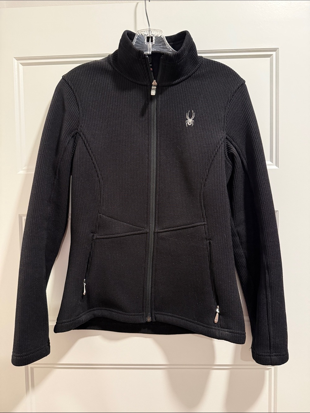 Spyder Black Ribbed Full-Zip Utility Jacket